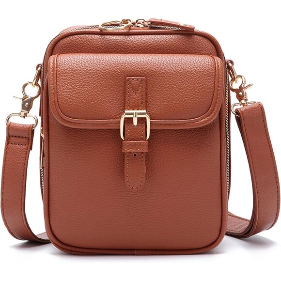 Handbags - Leather Crossbody Bag Women Vintage Large Capacity Anti-Theft Zipper